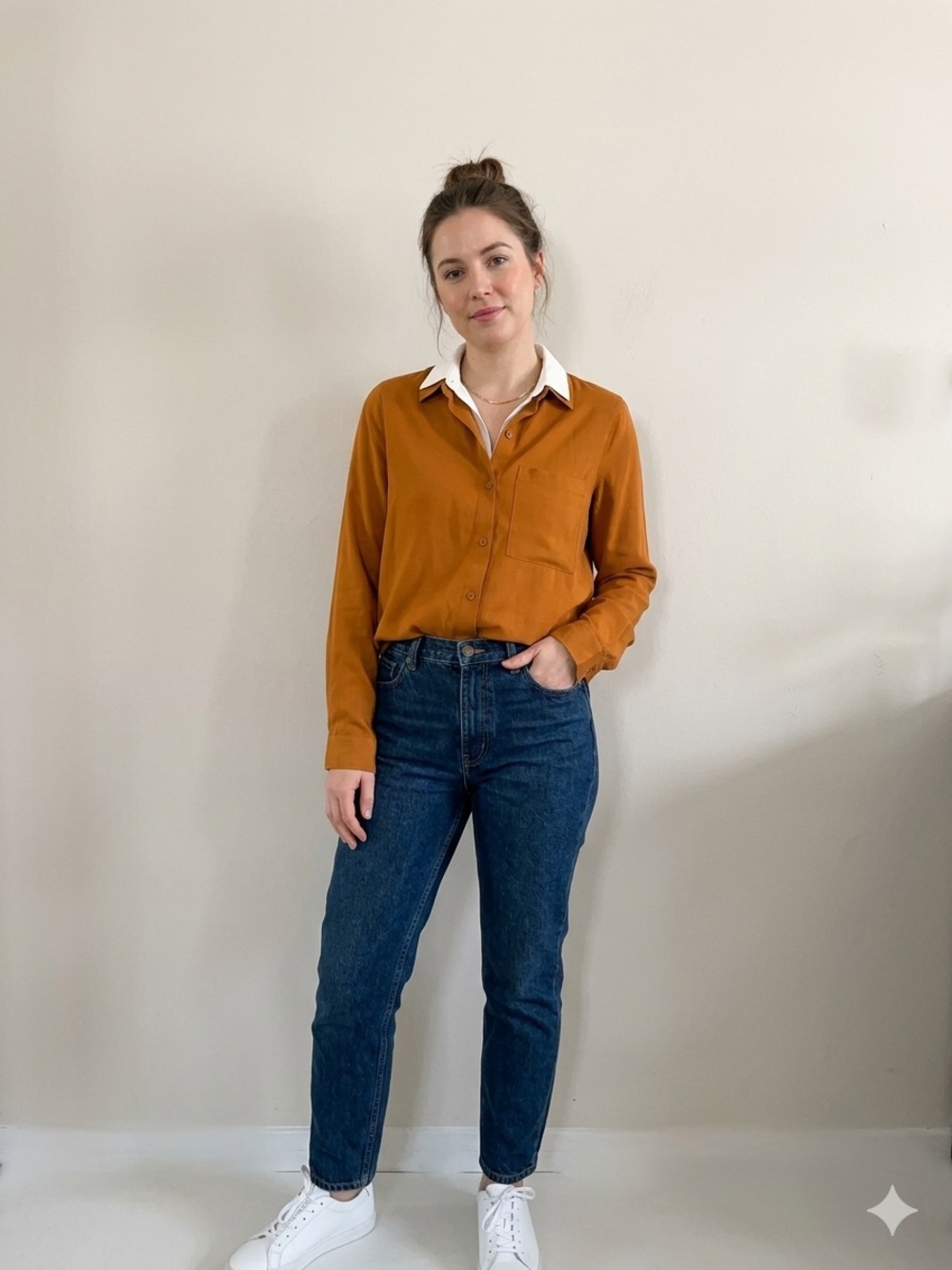 Frank & Oak Rust Orange Button-Down Shirt
